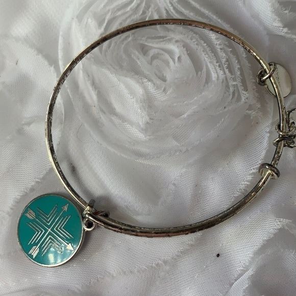 Alex and Ani Teal Enamel Direction Charm Bracelet - Picture 1 of 3
